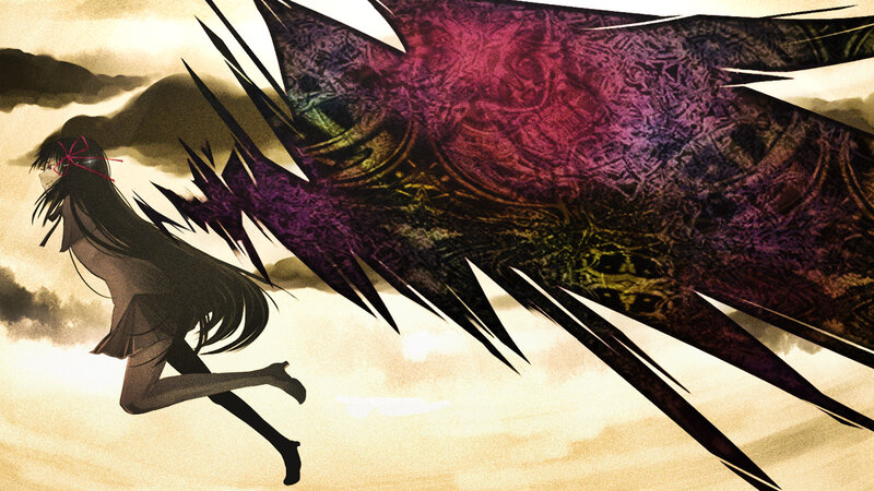anime girl running from monster
