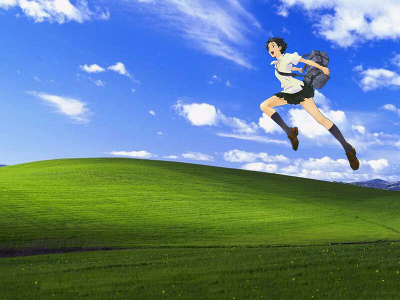 Anime Girl Running — Green, Energetic