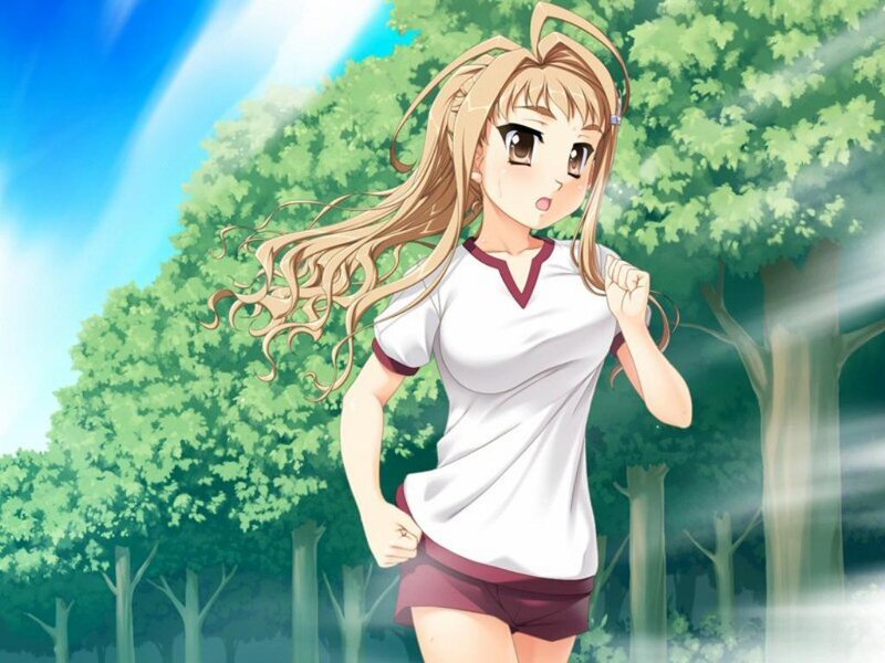 anime girl running in park