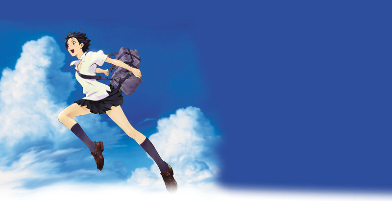 anime girl running in sky