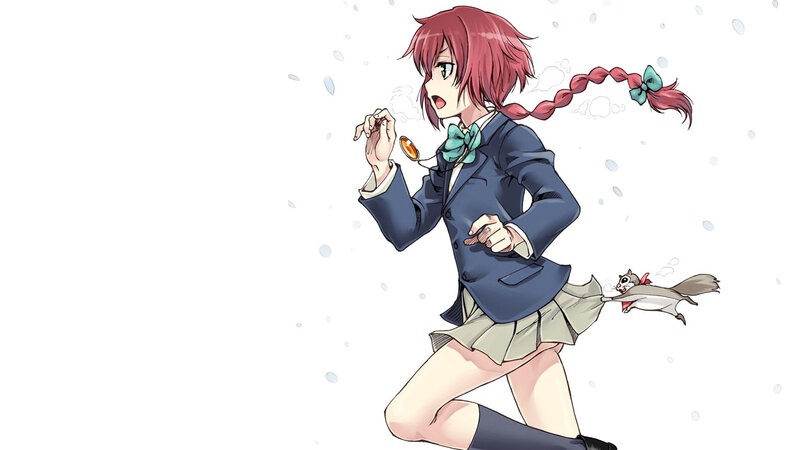 anime girl running in snow