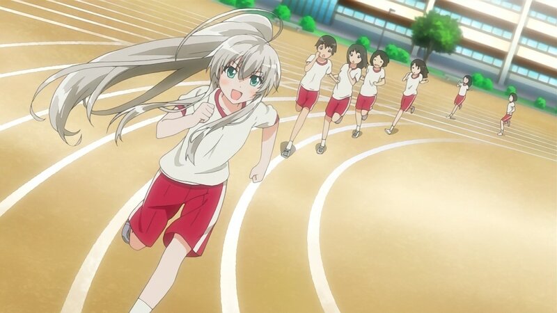 anime girl running on track