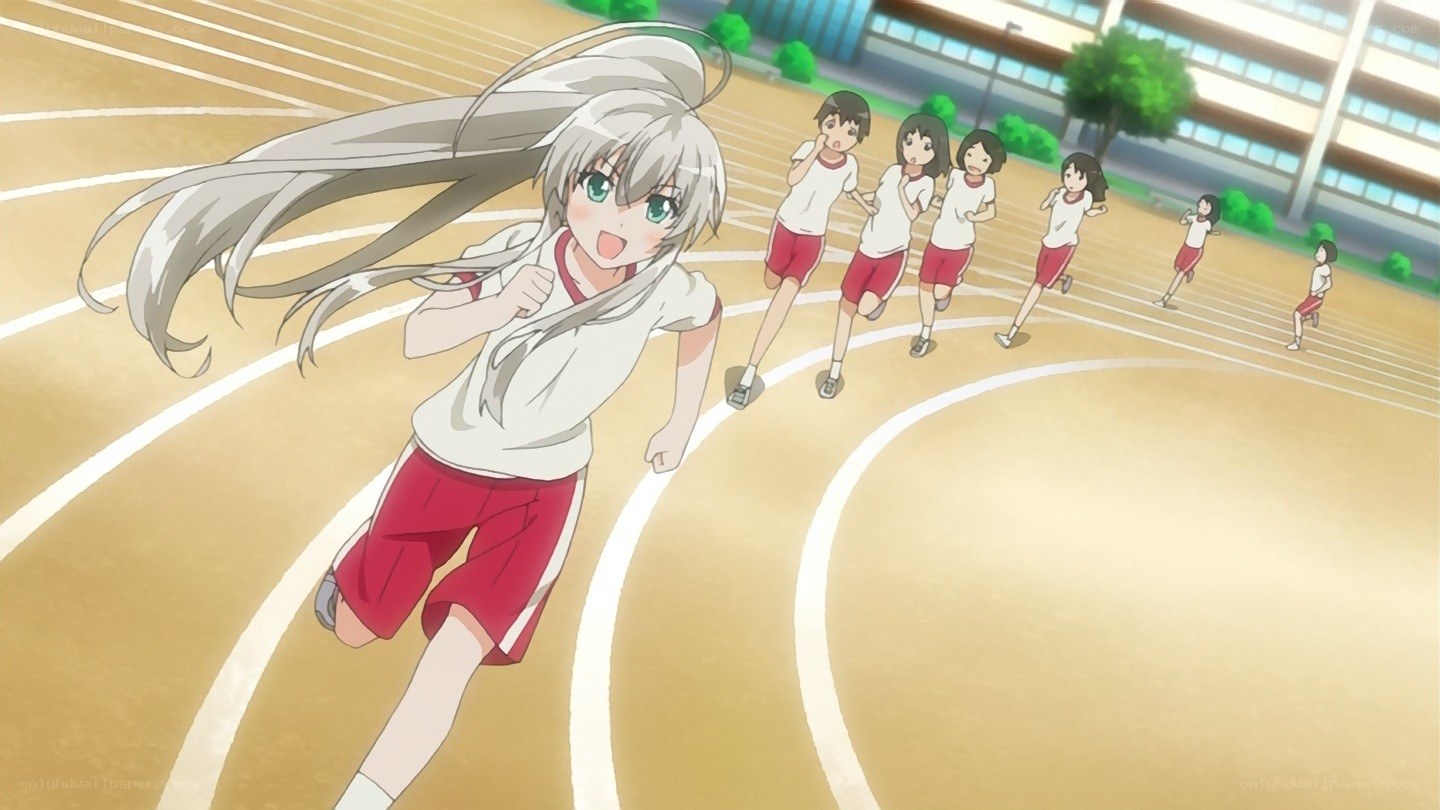 anime girl running on track