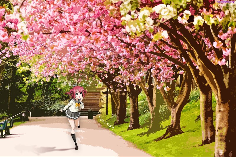 Anime Girl Running — Pink, Serene