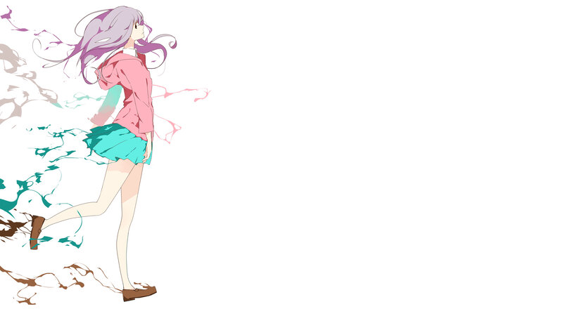 Anime Girl Running — White, Dynamic