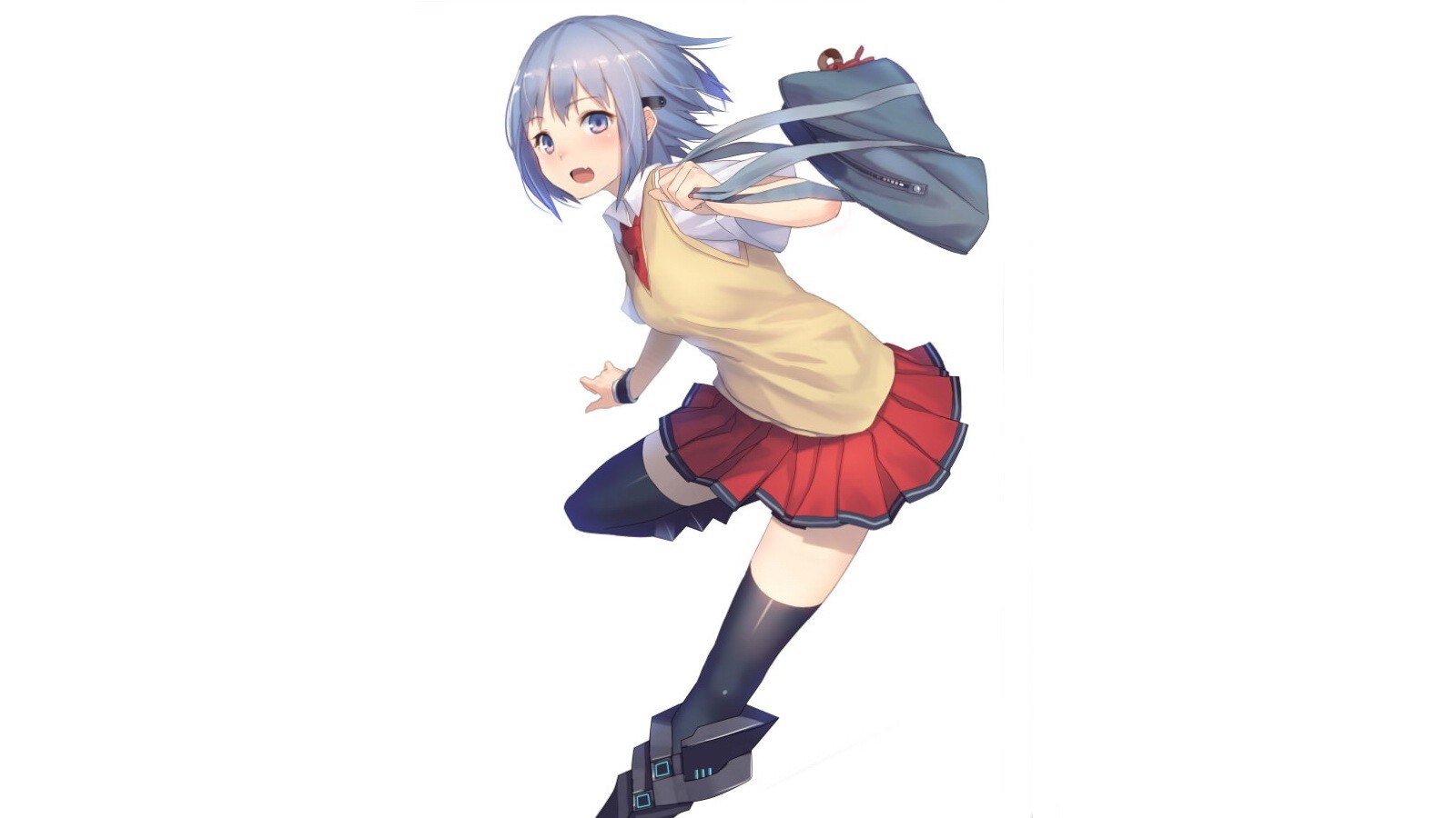 anime girl running with backpack