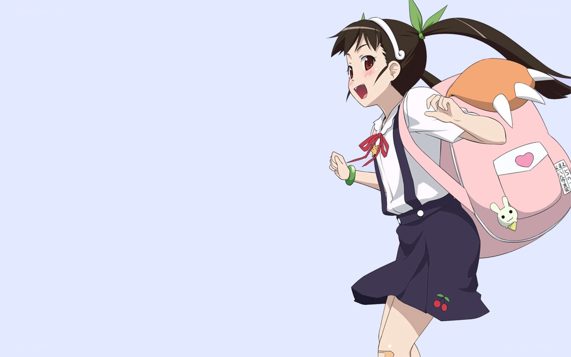 anime girl running with backpack