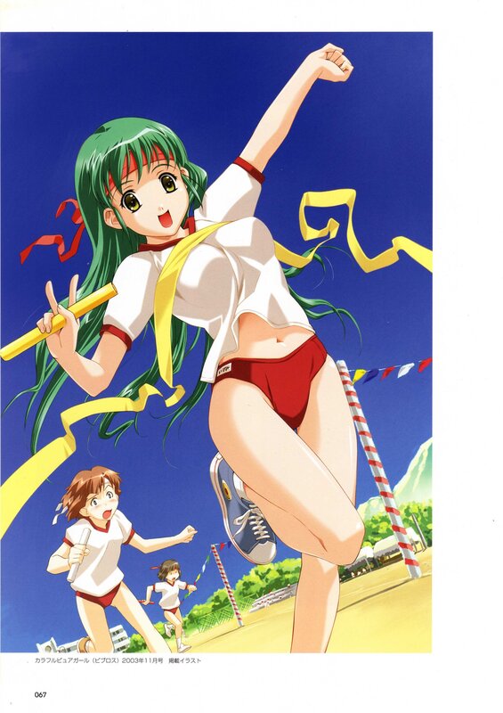 Anime girl running with baton