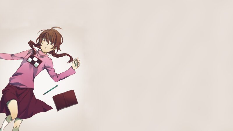 anime girl running with books