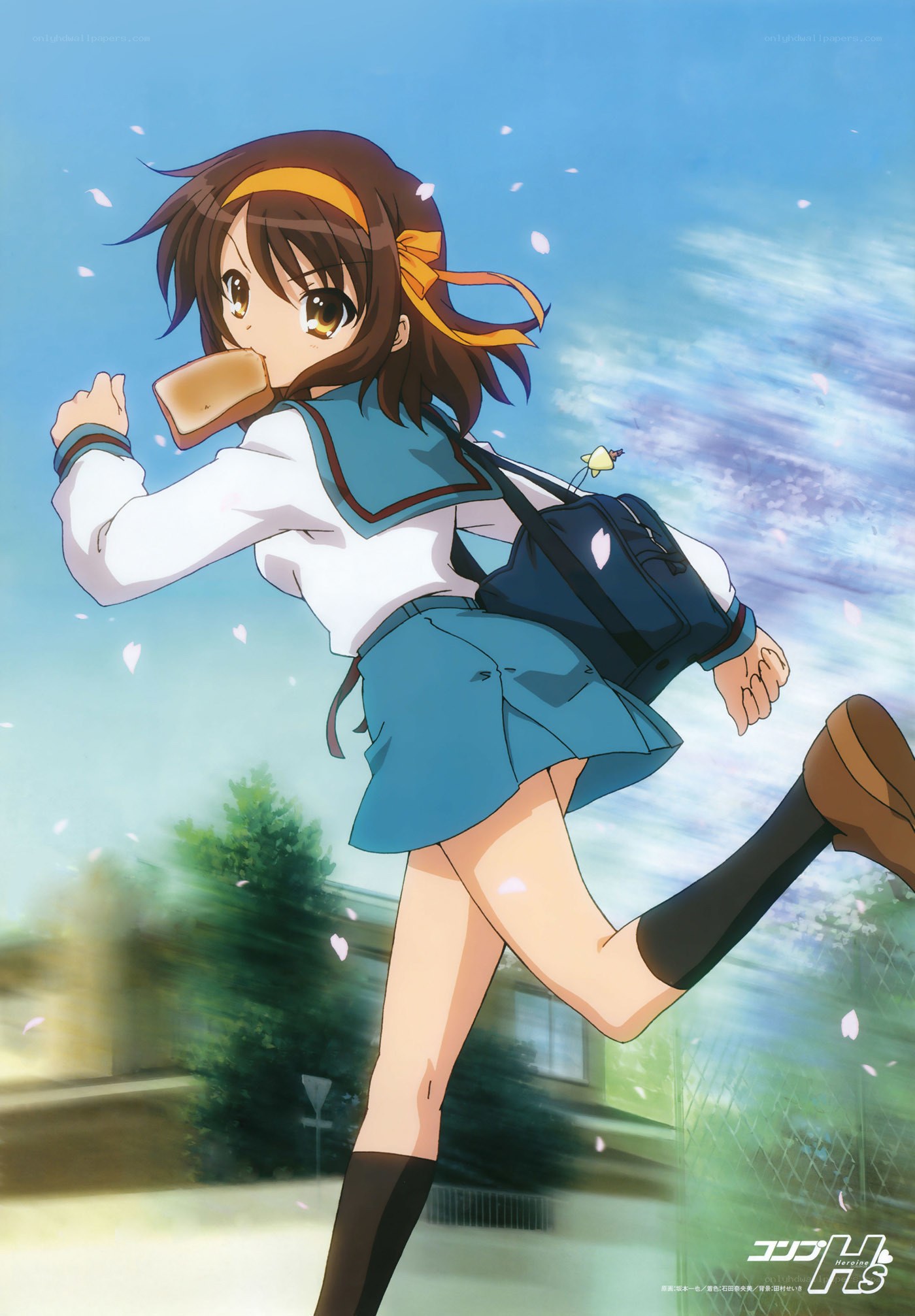 anime girl running with bread