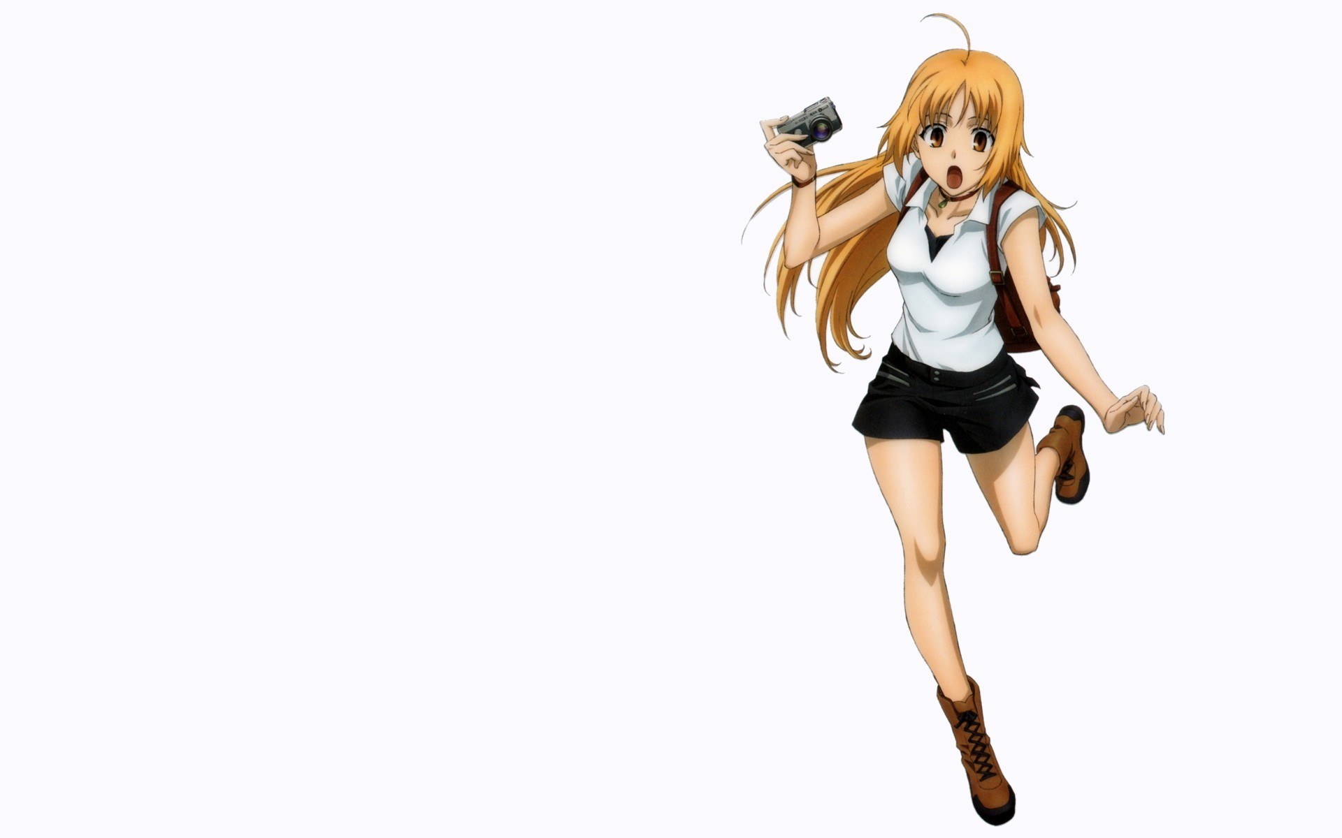 anime girl running with camera