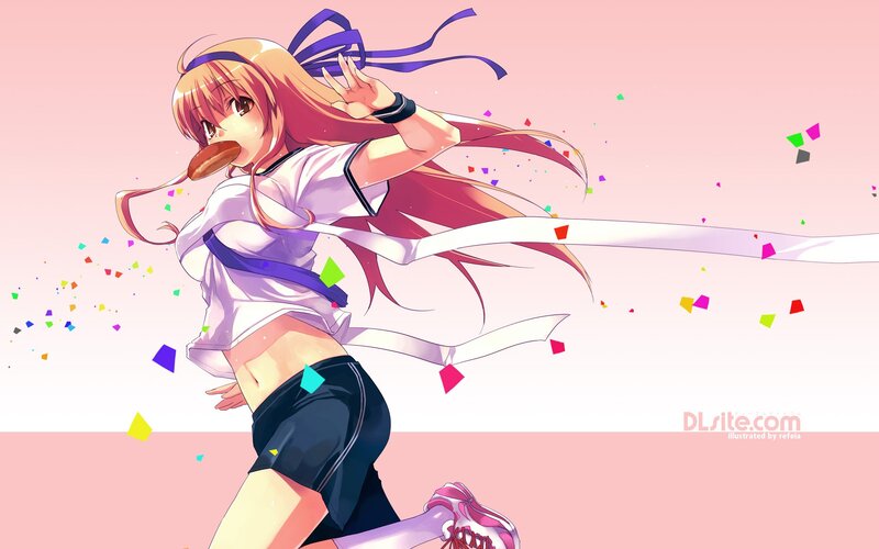anime girl running with confetti