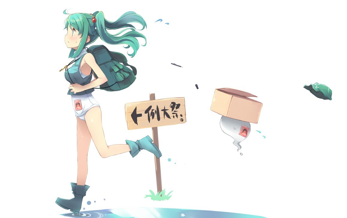 anime girl running with ghost