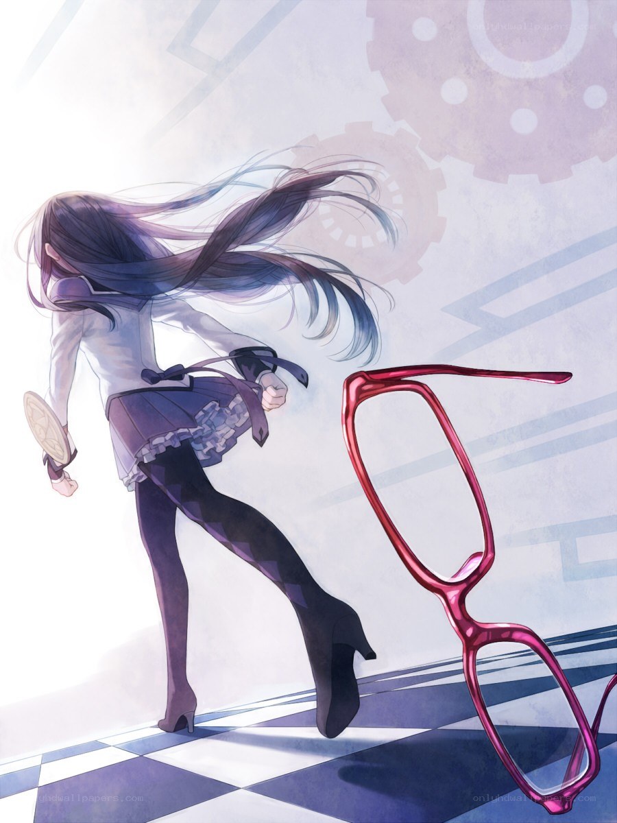 anime girl running with glasses