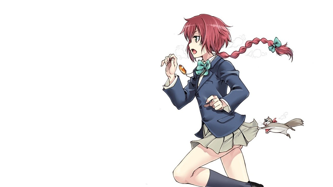 anime girl running with squirrel