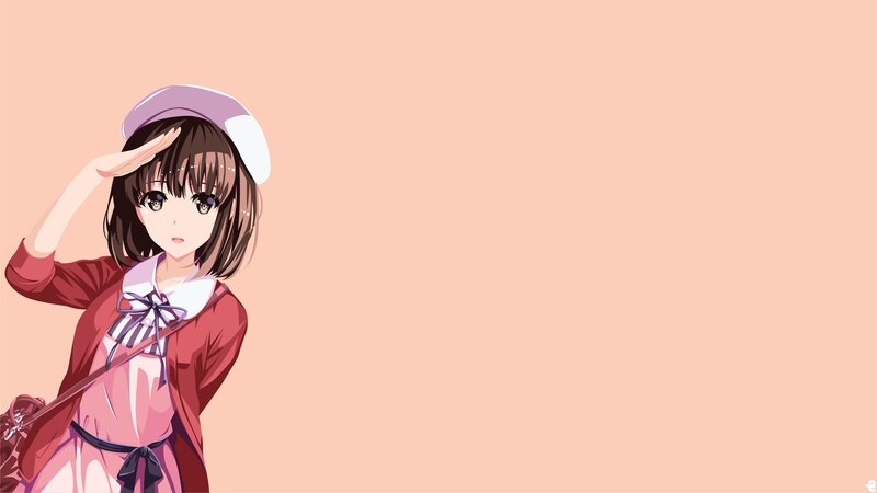Anime Girl Saluting — Pink, Neutral