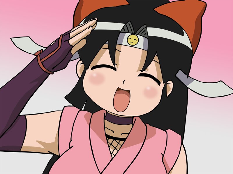 Anime Girl Saluting — Pink, Playful