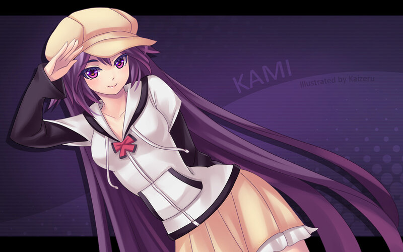 Anime Girl Saluting — Purple