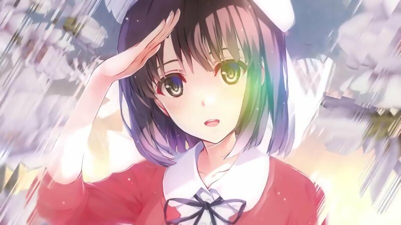 Anime Girl Saluting — Red, Dramatic