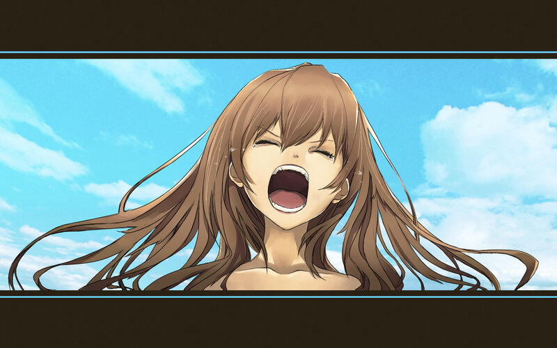 anime girl screaming in wind