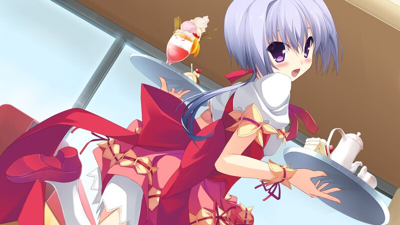 Anime Girl Serving Dessert — Purple