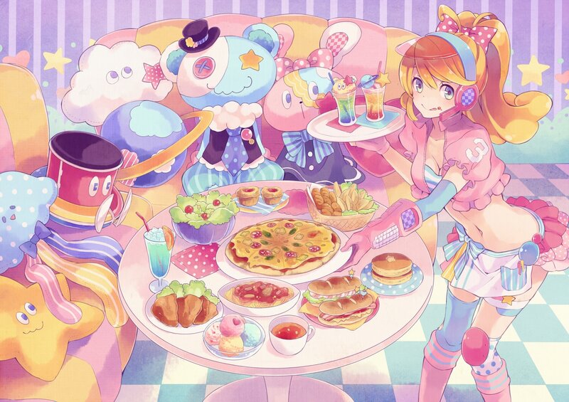 Anime Girl Serving Food — Pink