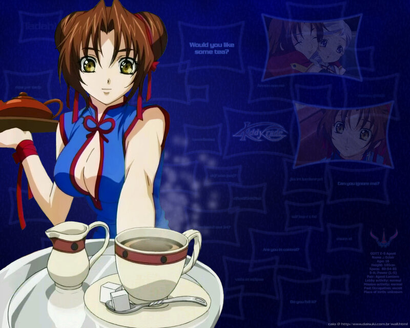 Anime Girl Serving Tea — Blue