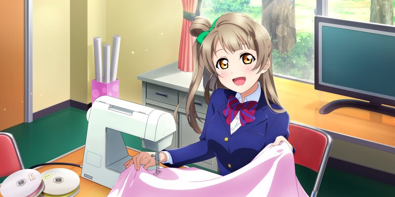 Anime Girl Sewing — Blue