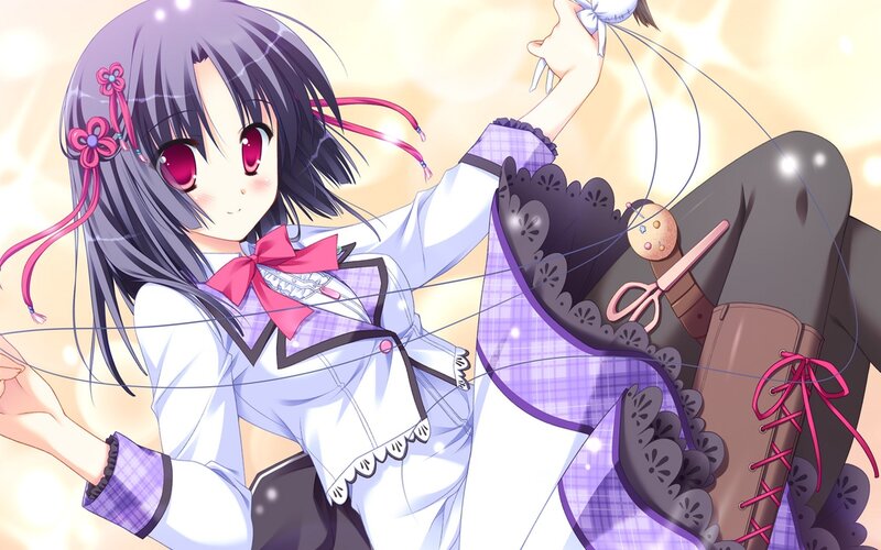 Anime Girl Sewing — Purple