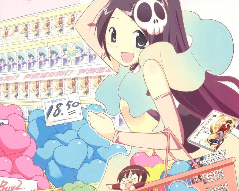 Anime girl shopping in candy store