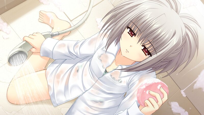 Anime Girl Showering — White