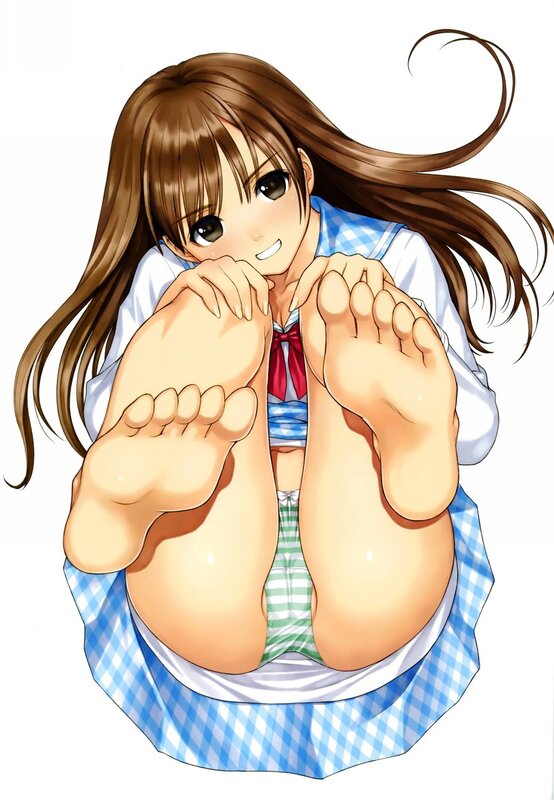 anime girl showing feet