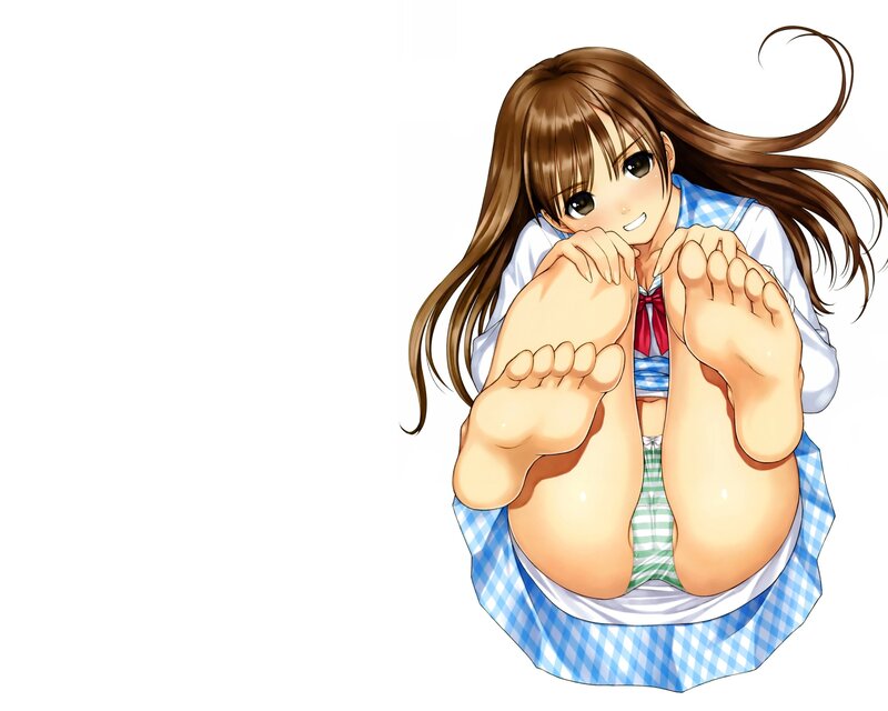 anime girl showing feet
