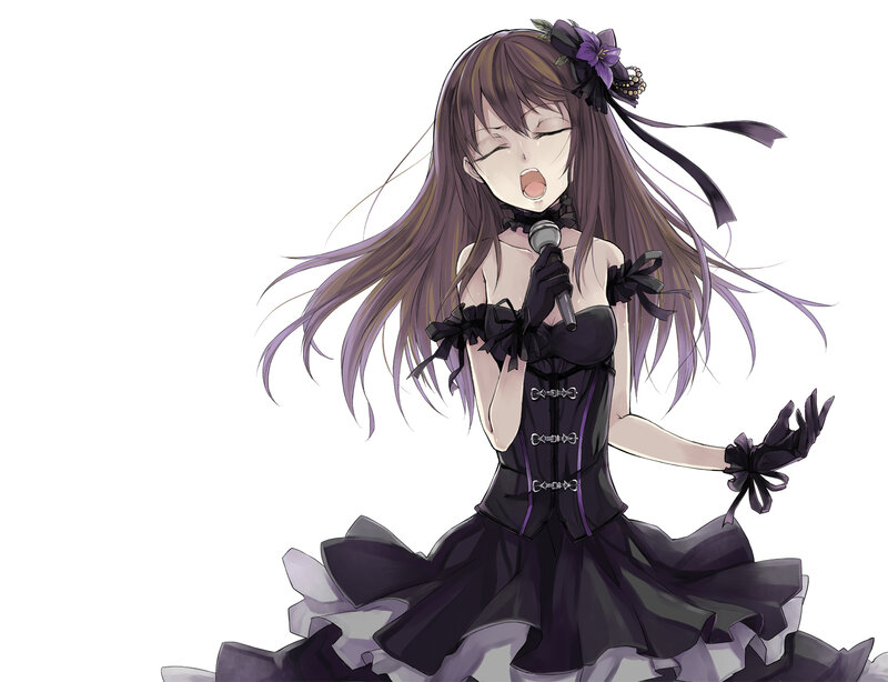 Anime Girl Singing — Black, Dramatic, Digital Art