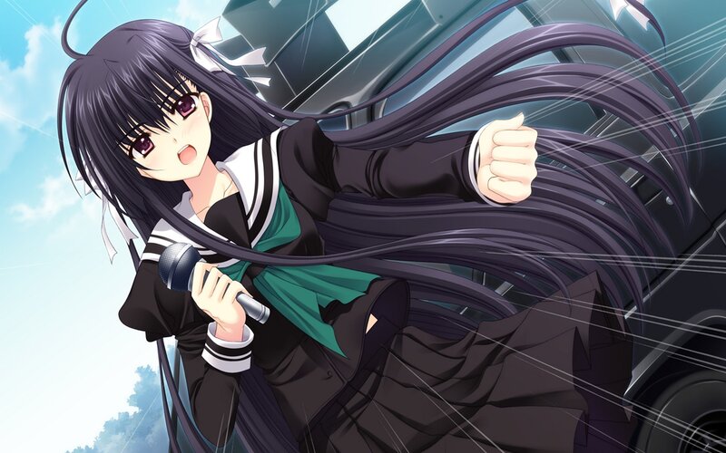 Anime Girl Singing — Black, Dynamic