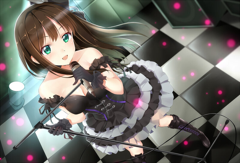 Anime Girl Singing — Black, Energetic