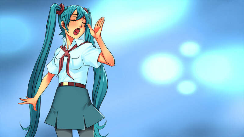 Anime Girl Singing — Blue, Bright