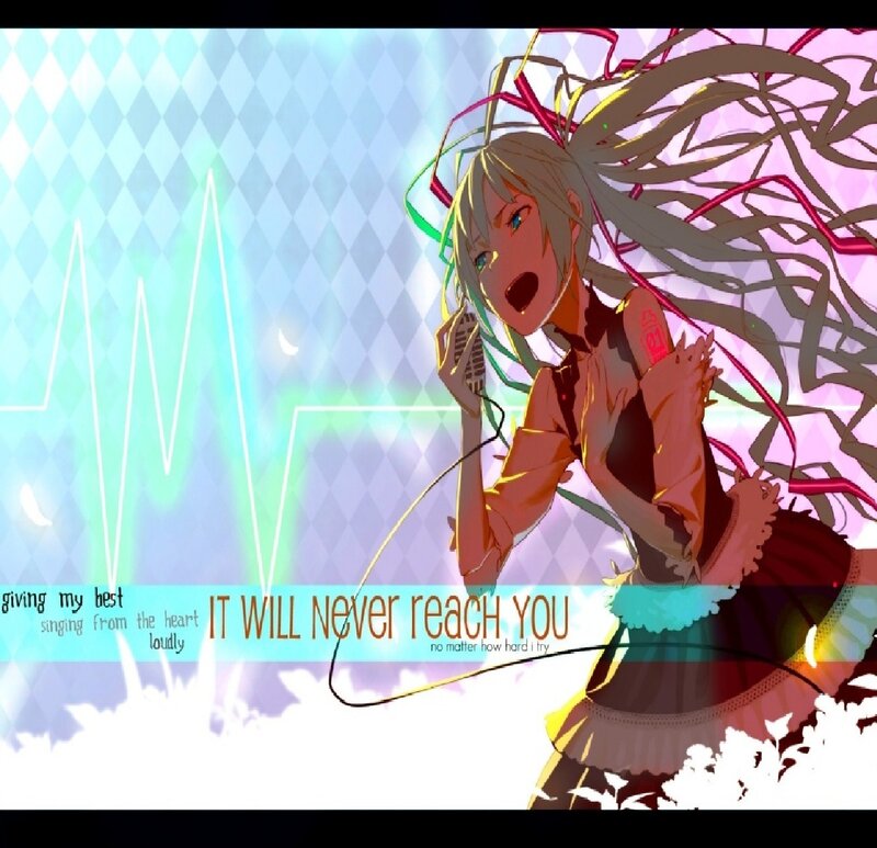 Anime Girl Singing — Blue, Dramatic, Digital Art