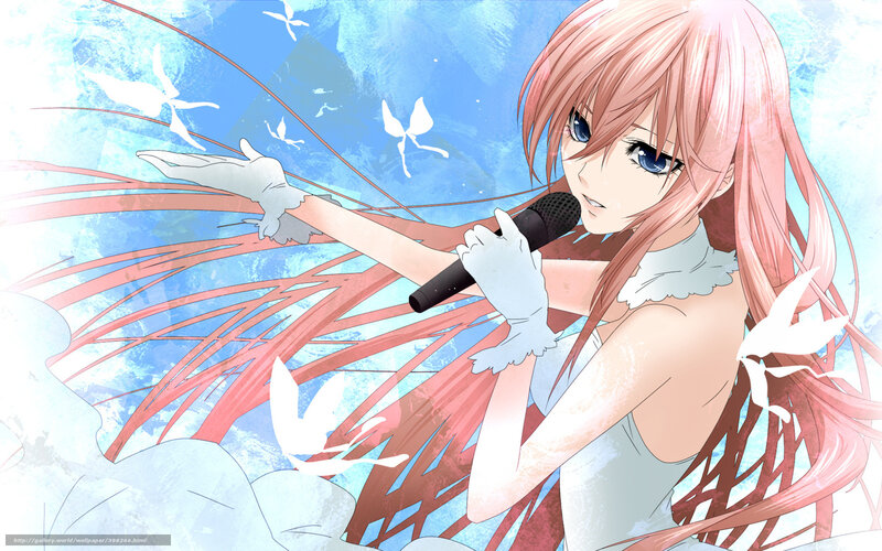 Anime Girl Singing — Blue, Dramatic, Microphone