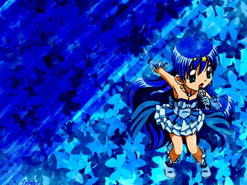 Anime Girl Singing — Blue, Dynamic, Microphone