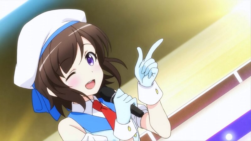 Anime Girl Singing — Blue, Energetic, Microphone, Hat