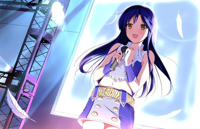 Anime Girl Singing — Blue, Energetic, Microphone