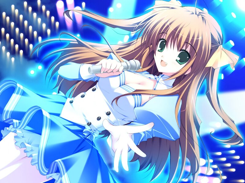 Anime Girl Singing — Blue, Energetic, Night