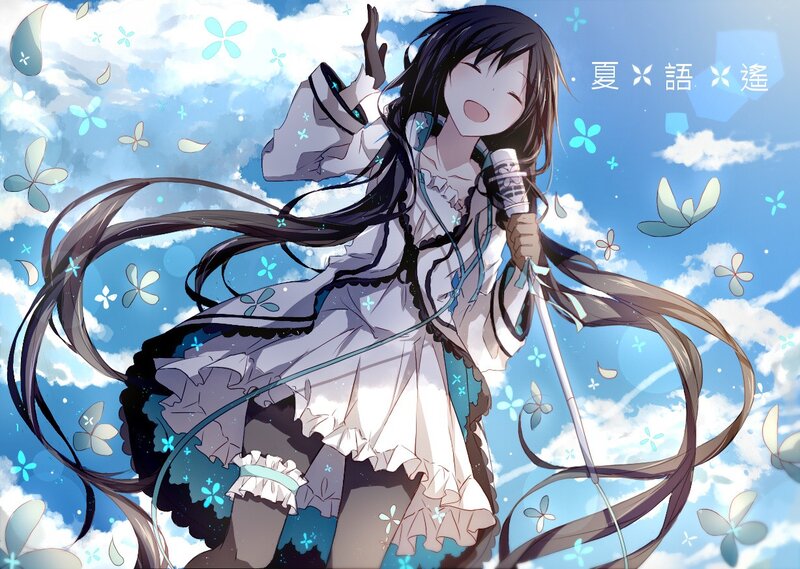 Anime Girl Singing — Blue, Joyful, Summer