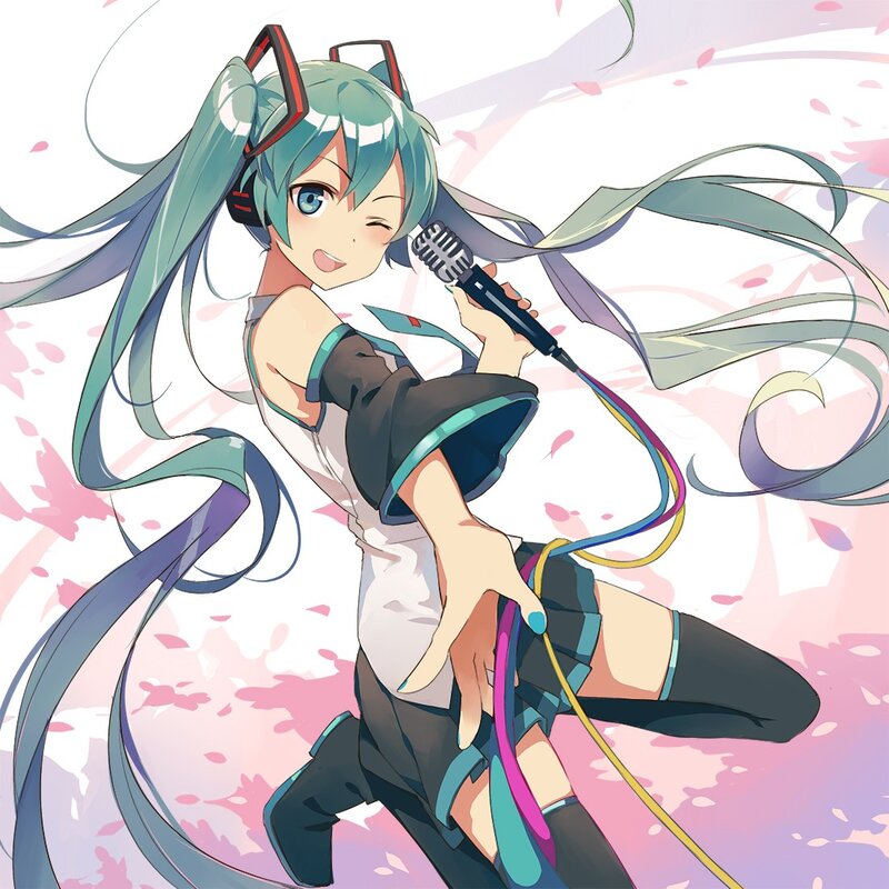Anime Girl Singing — Blue, Playful