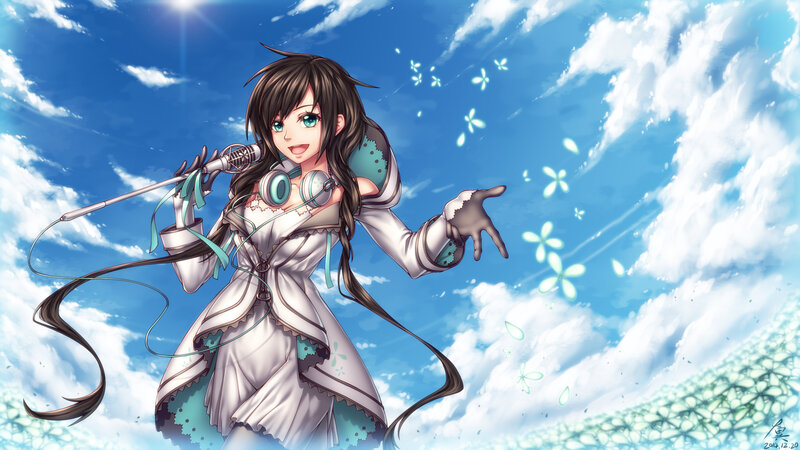 Anime Girl Singing — Blue, Serene