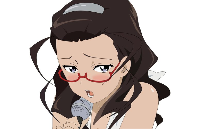 Anime Girl Singing — Brown, Focused, Microphone