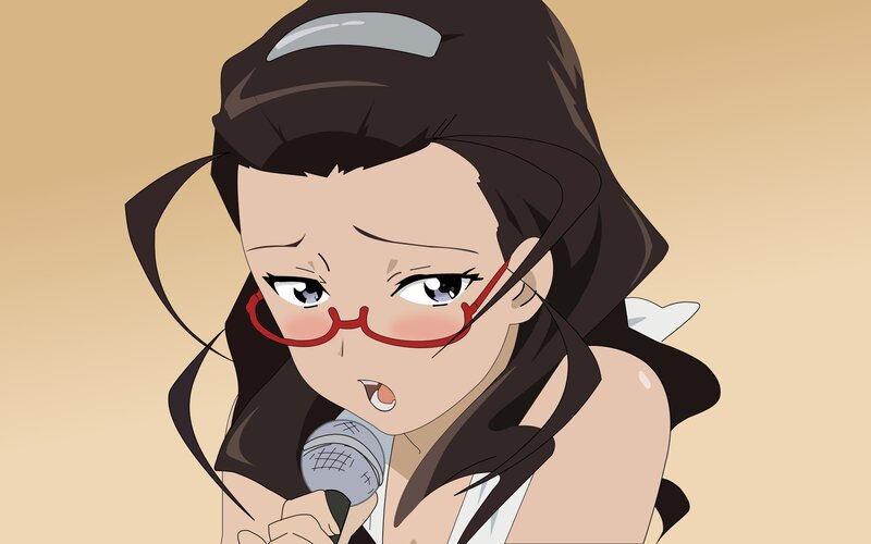 Anime Girl Singing — Brown, Focused