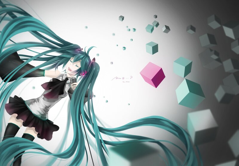 Anime Girl Singing — Cyan, Dynamic