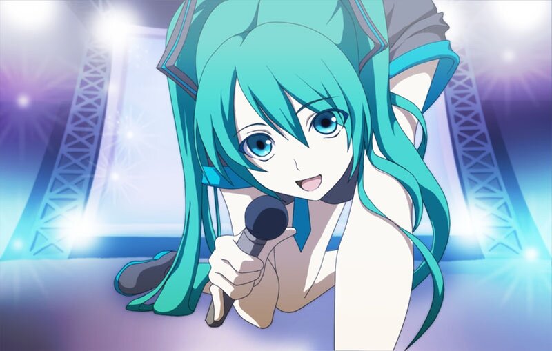 Anime Girl Singing — Cyan, Energetic